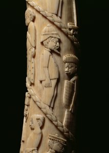 Rzeźbiony Tusk, kość słoniowa Kongo detal z 223943